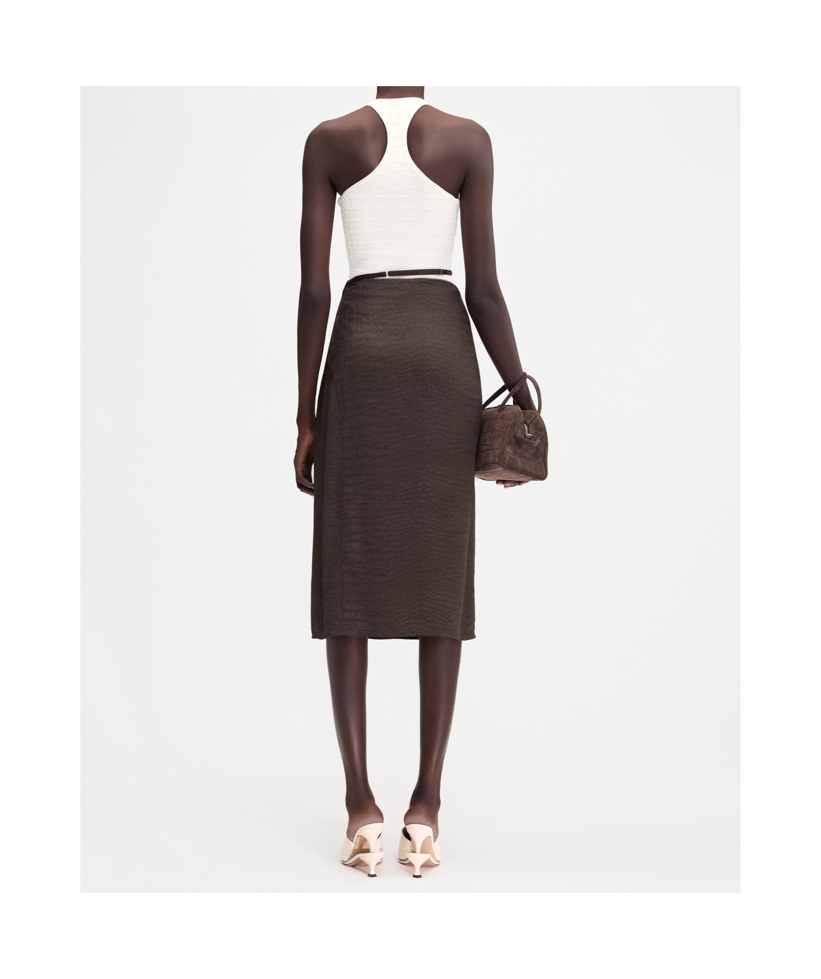 Jacquemus La Jupe Pralù Scallop Hem Midi Skirt In Brown