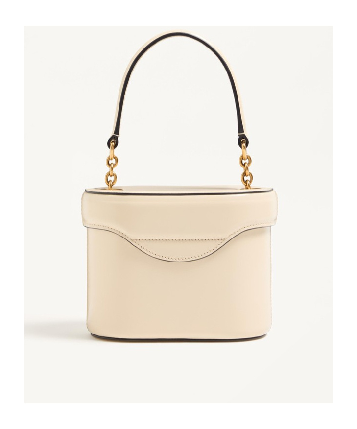 Valentino Borsa A Secchiello Vlogo Signature In Pelle Avorio  Donna In White