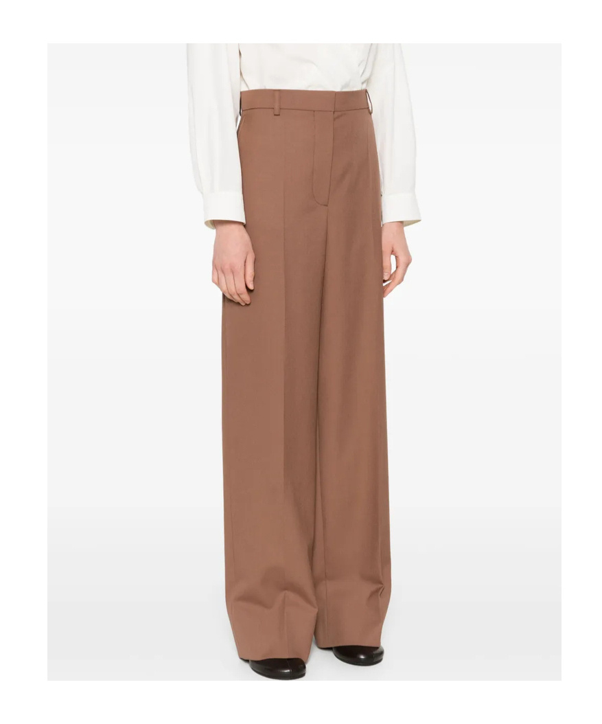 Stella Mccartney Wool Straight-leg Trousers In Brown