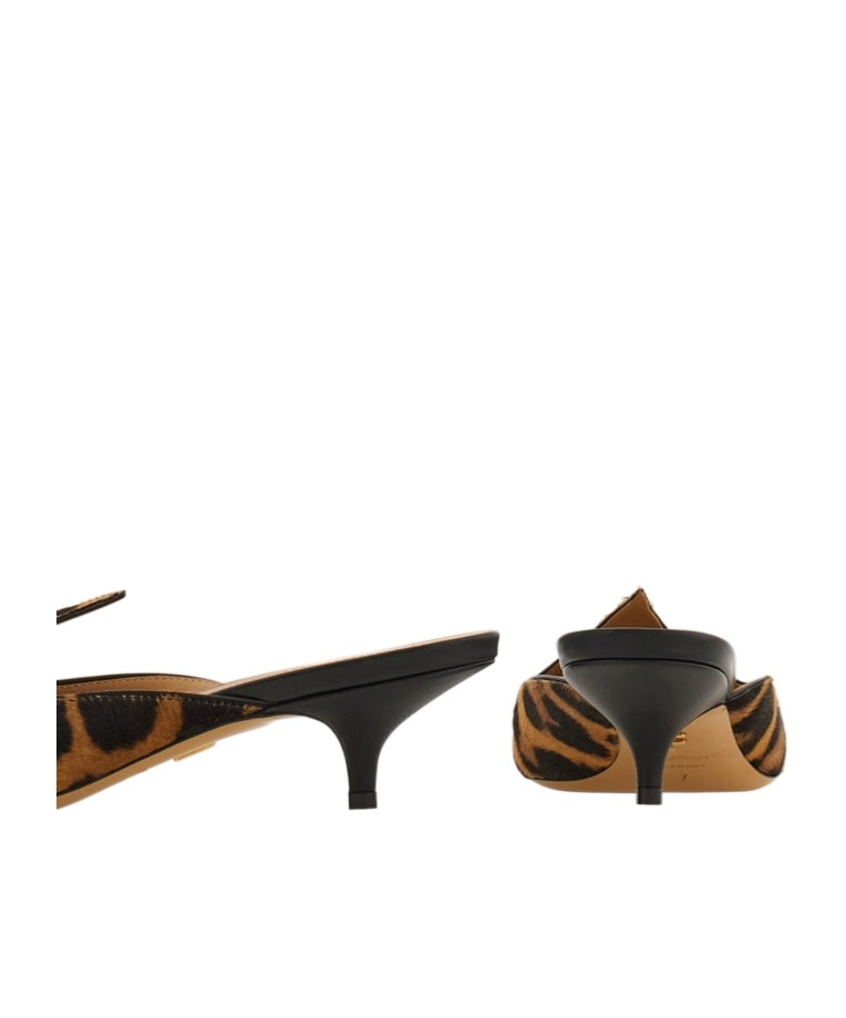 Ferragamo Pointed High-heeled Slippers In Brown