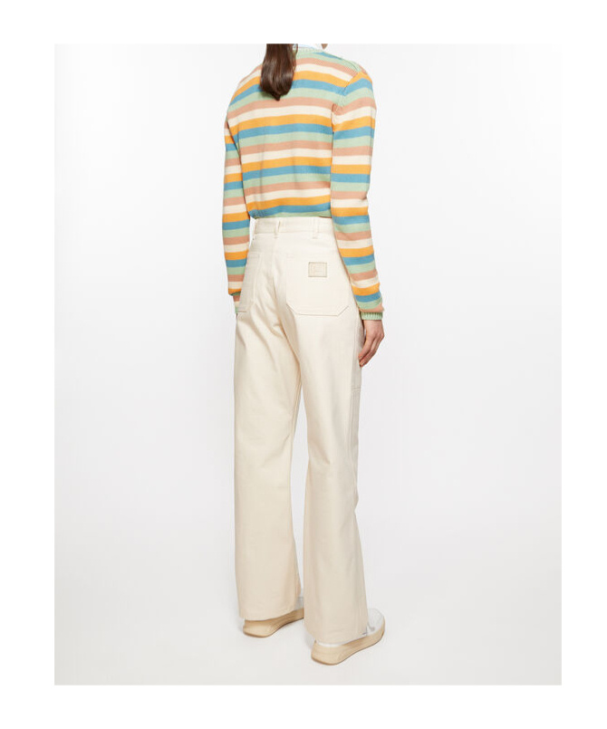 Acne Studios Patch Canvas Straight Trousers In White