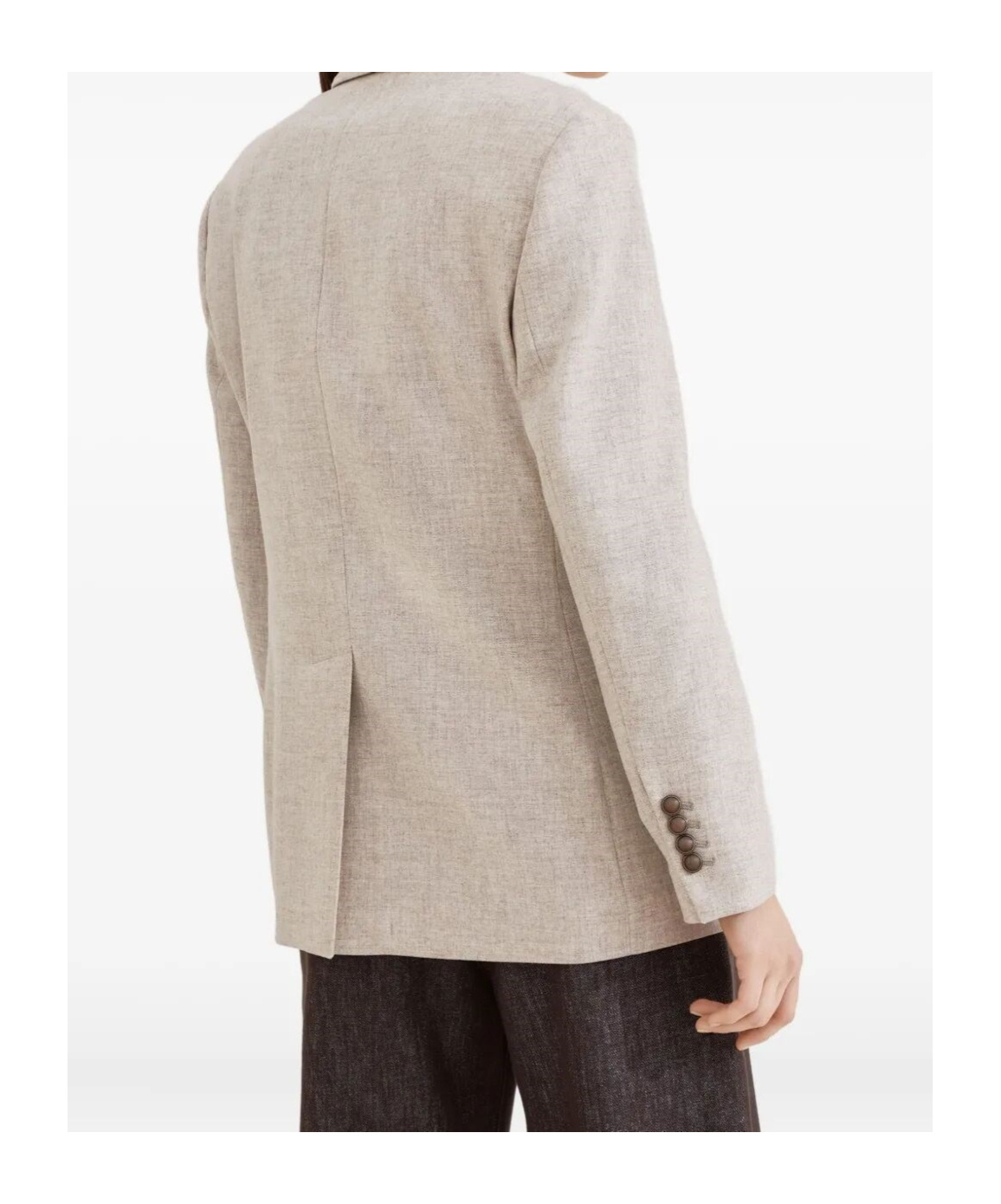 Brunello Cucinelli Beige Double-breasted Jacket In Wool And Cashmere In Neutral