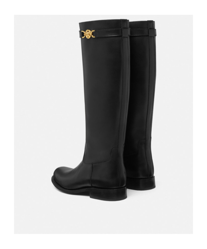 Versace Black High Boots With '95 Medusa Detail In Black