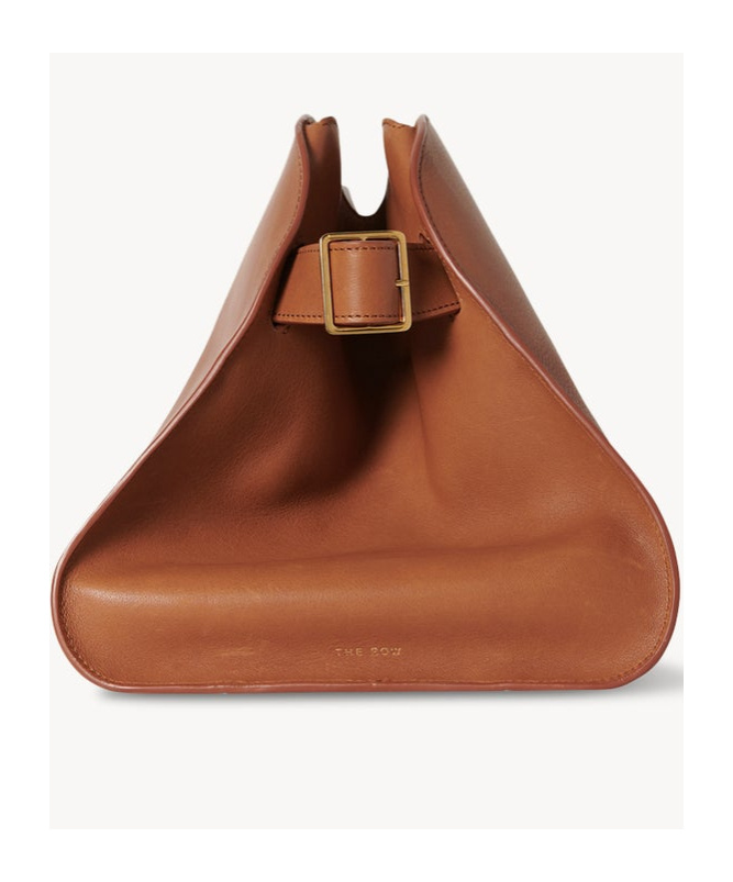 The Row Margaux Ew Clutch Logo Clutch In Brown