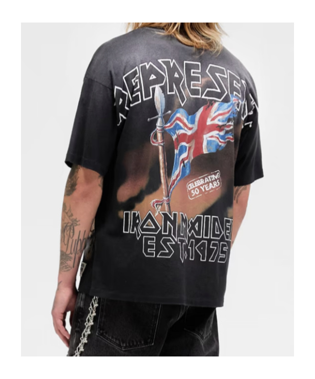 Represent X Iron Maiden Steed - Cotton Crew-neck T-shirt In Gray