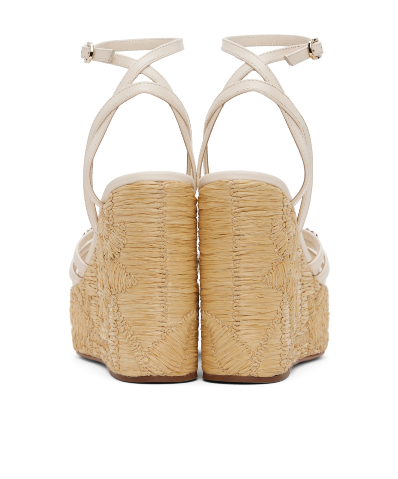 Valentino Off-white Raflower Heeled Sandals In Nude
