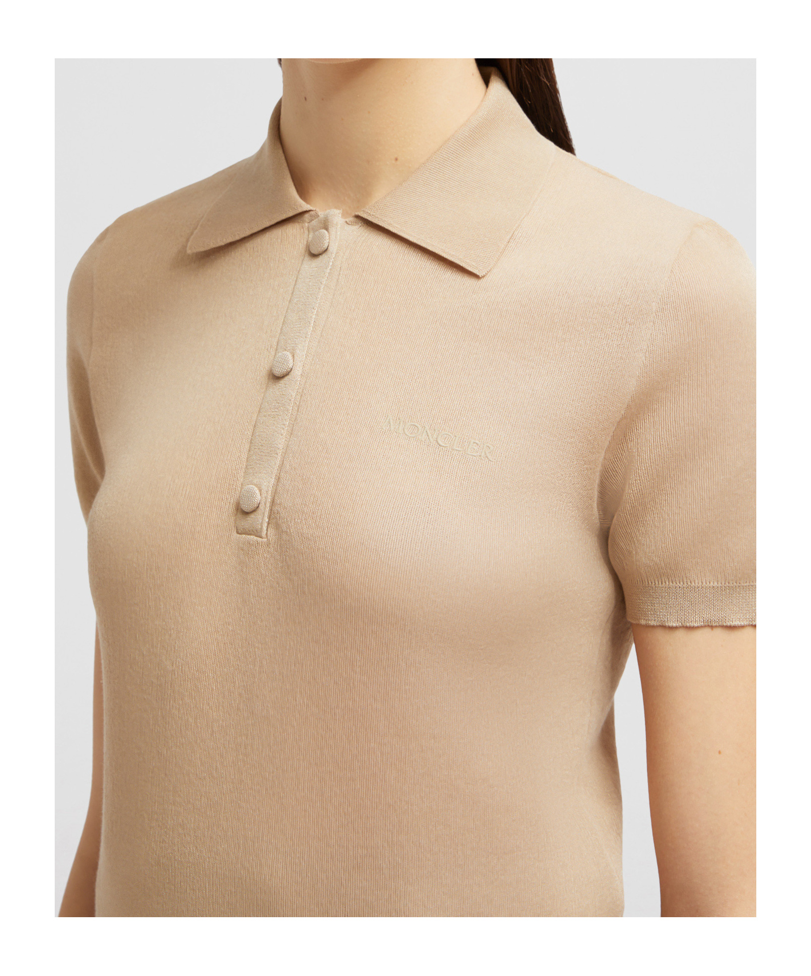 Moncler Short-sleeved Polo Shirt In Light Beige