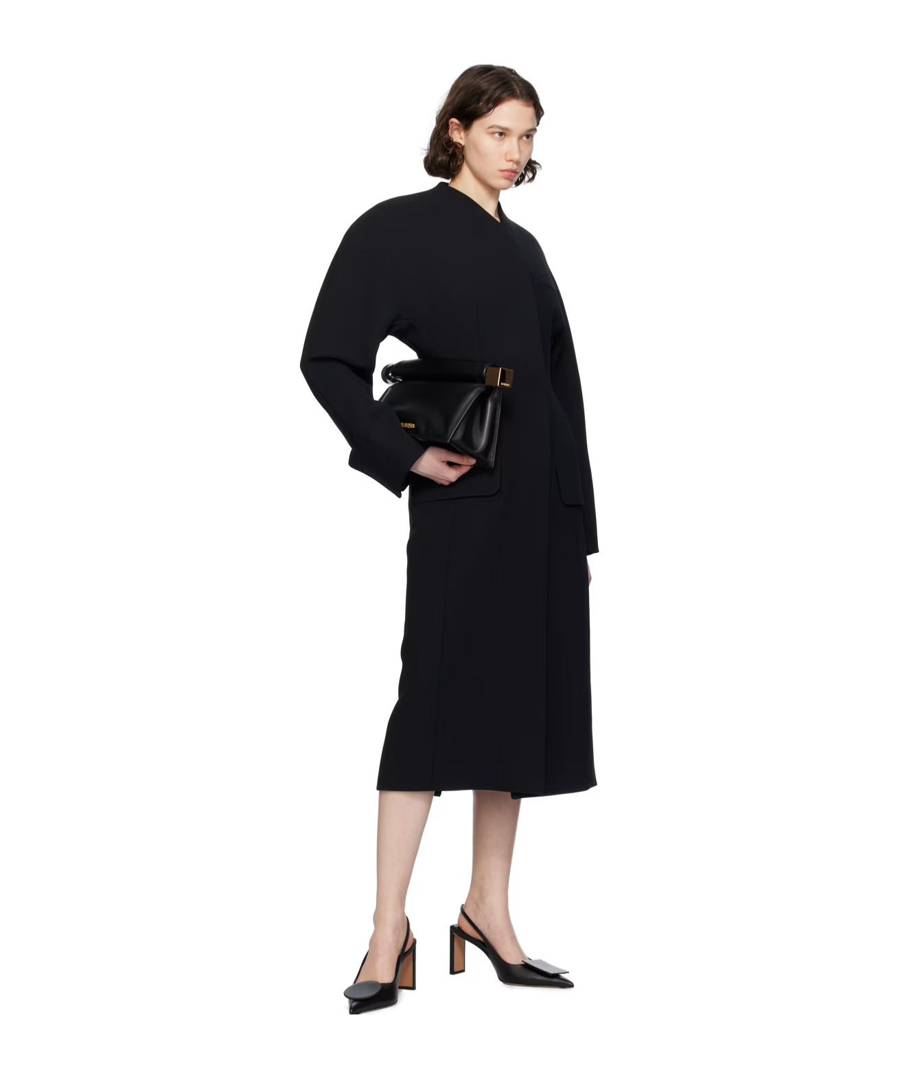 Jacquemus Le Manteau Ovalo Coat In Black