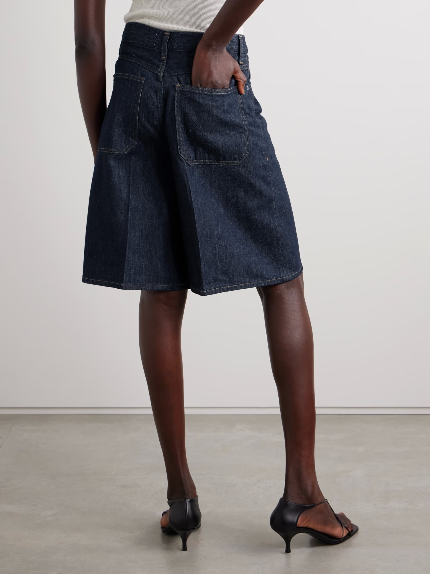 Agolde V-waist Long Baggy Denim Shorts In Blue