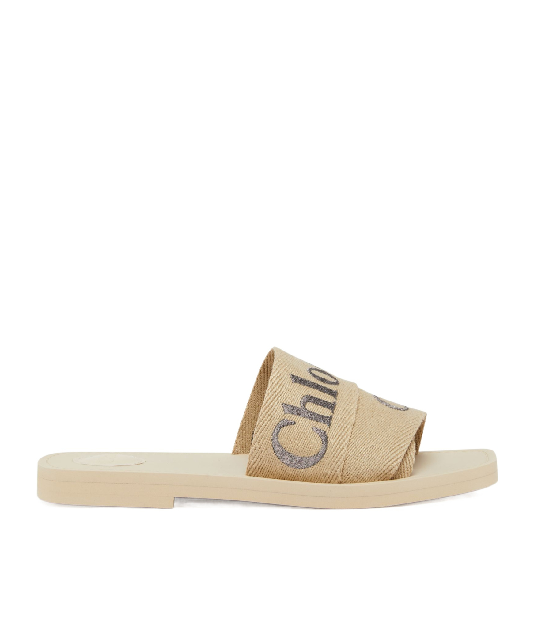 Chloé Woody Slides With Wide Soft Strap In Nude