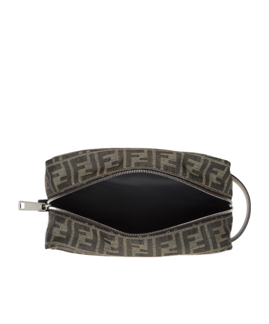 Fendi Brown Ff Fabric Toiletry Case In Brown