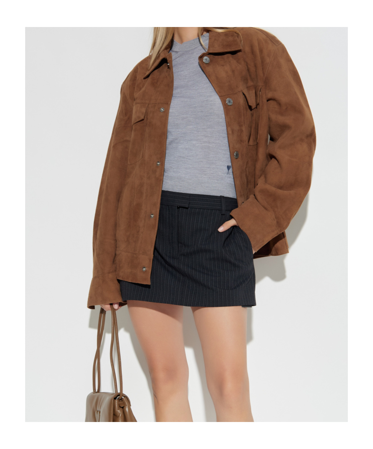 Ami Alexandre Mattiussi Crew Neck Long-sleeved Sweater In Gray