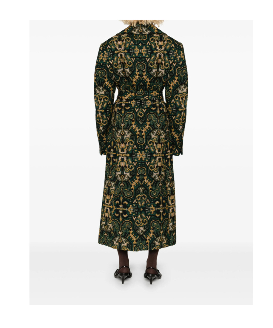 Dries Van Noten Belted Coat In Green