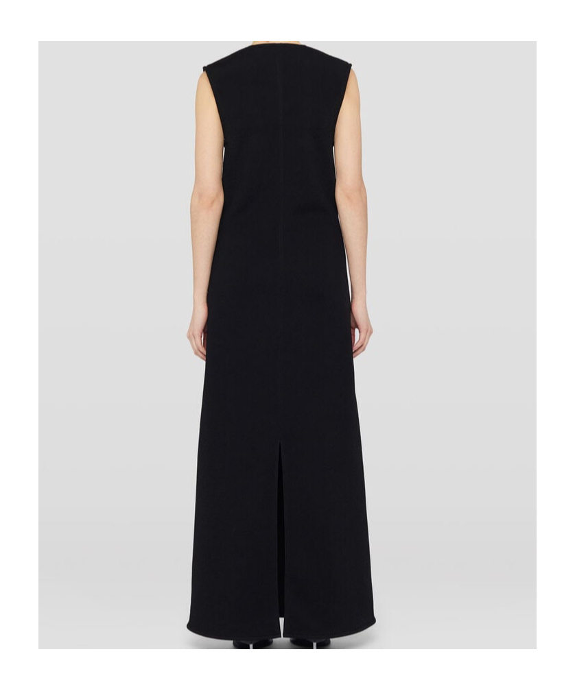 Jil Sander Fringed-mesh Maxi Dress In Black