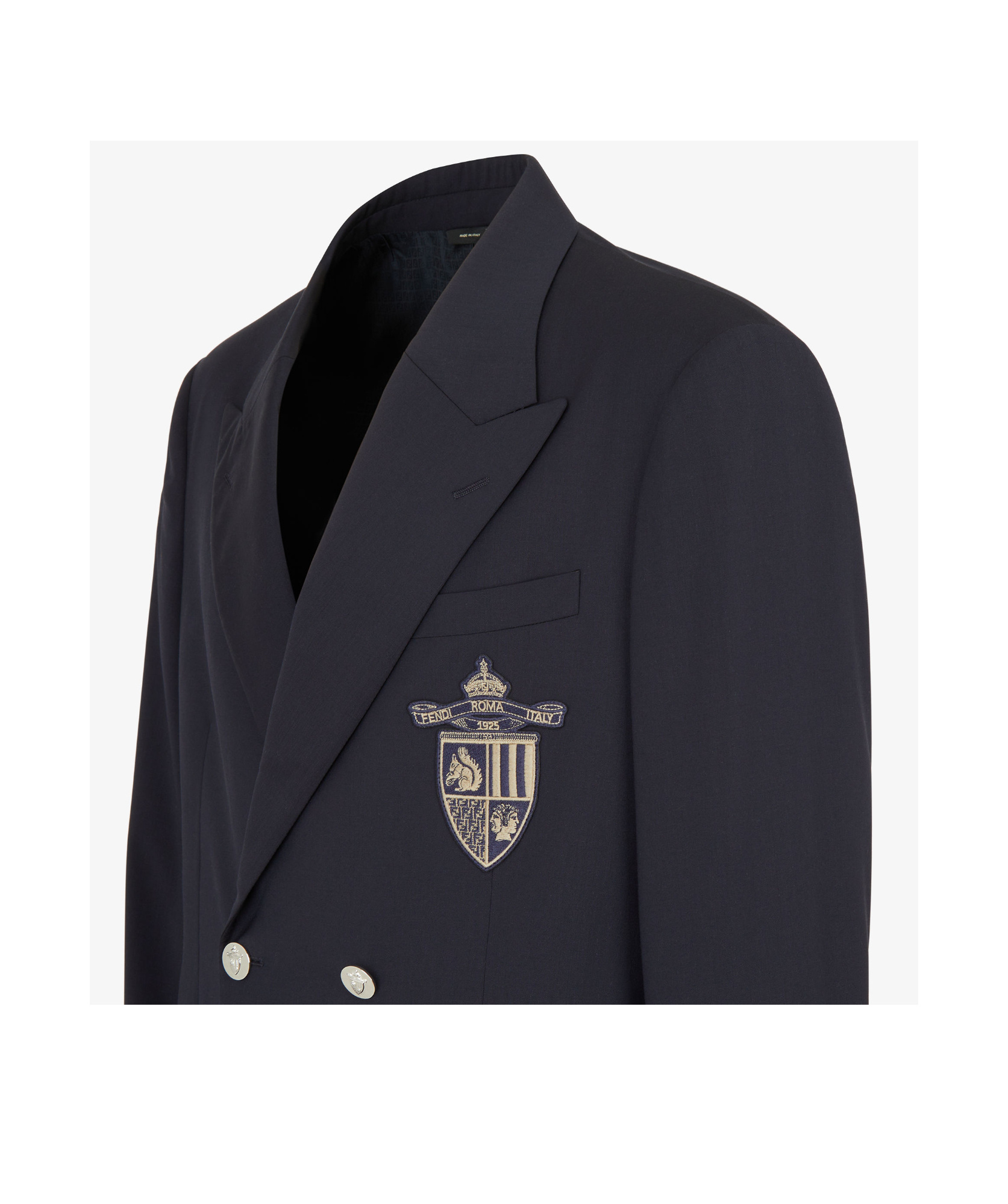 Fendi Straight-cut Double Breasted Wool Jacket Clothing In Black