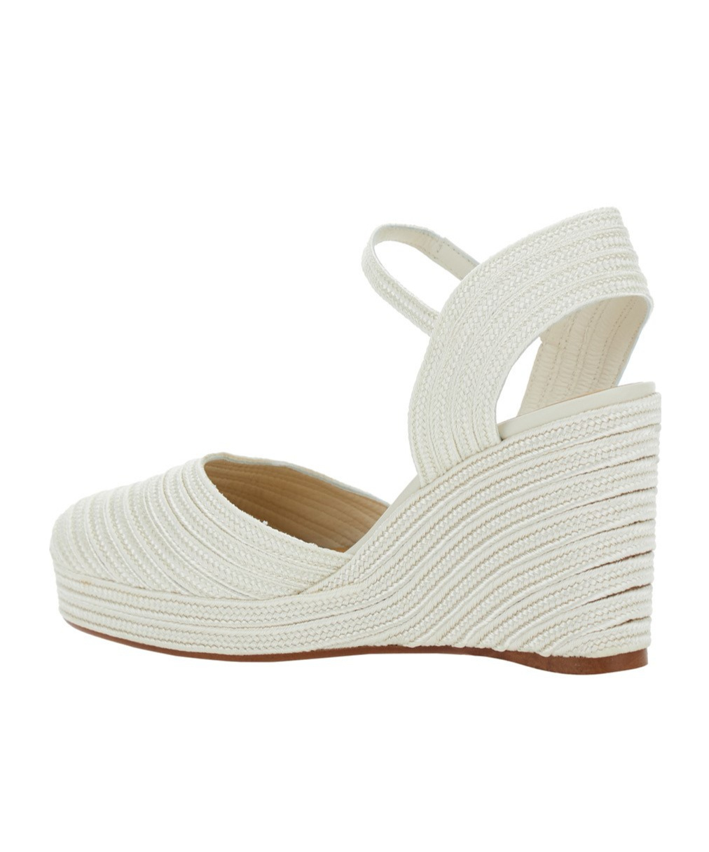 Shop Castaã±er Castañer Carolyn Metallic Braid Wedge Espadrilles In White