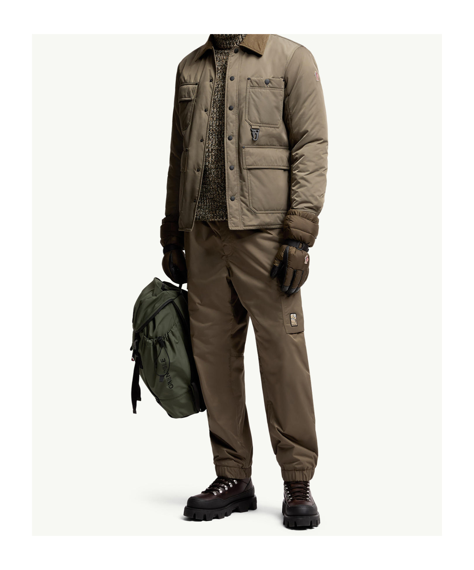 Moncler Apres Ski Corduroy-trimmed Down Jacket In Brown