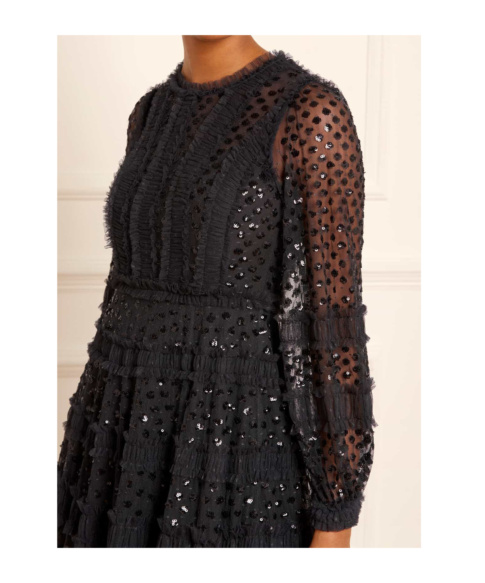 Needle & Thread Polka Dot Flashing Ankle Dress Dress In Black