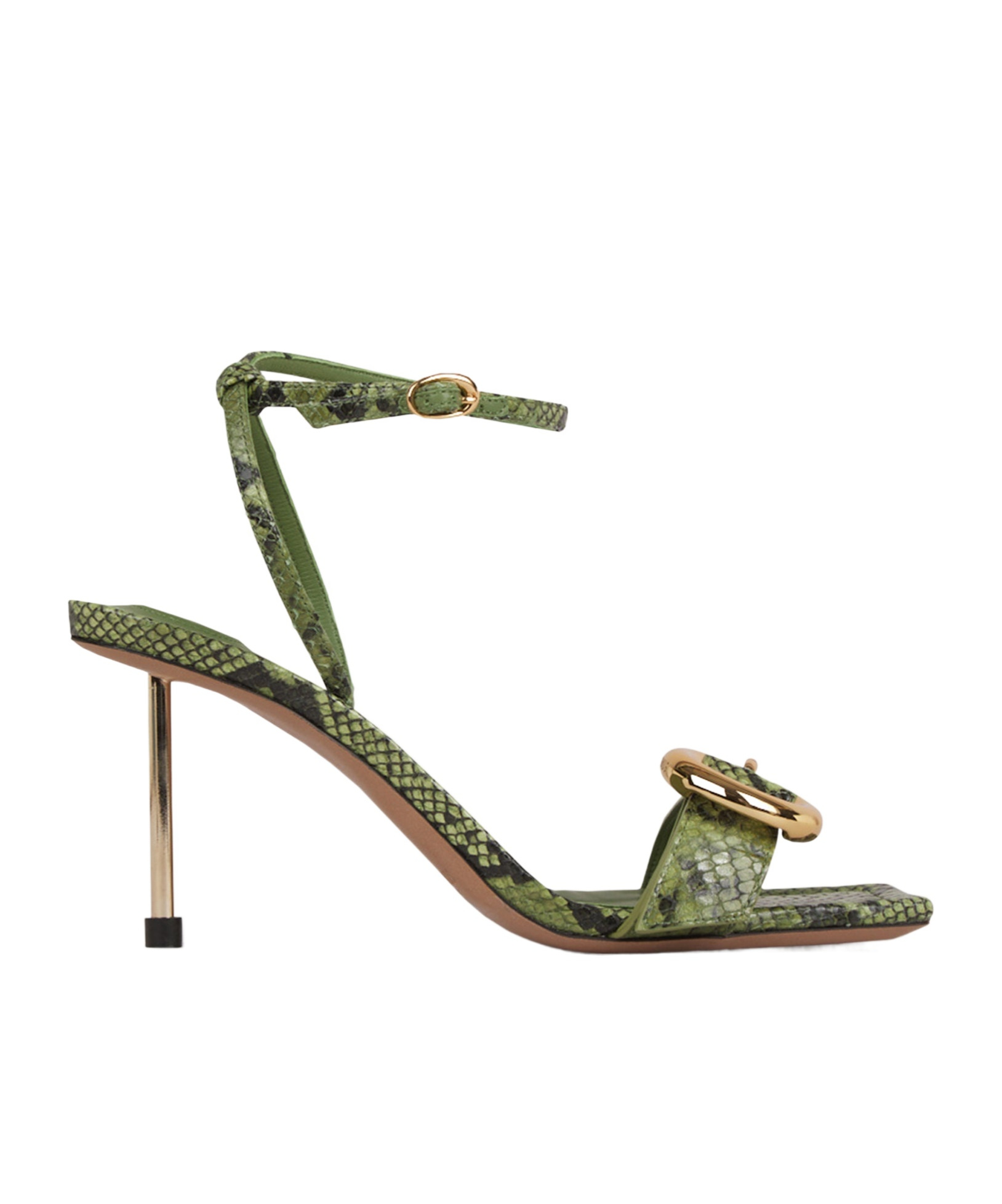 Jacquemus Python-print Leather Sandals In Green