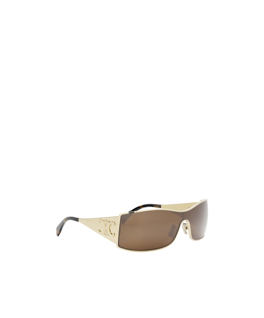 Celine Maxi Triomphe Metal Rectangular Shield Sunglasses In Brown