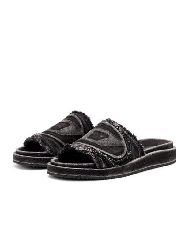 Diesel Black Sa-slide D Oval Sandals In Black