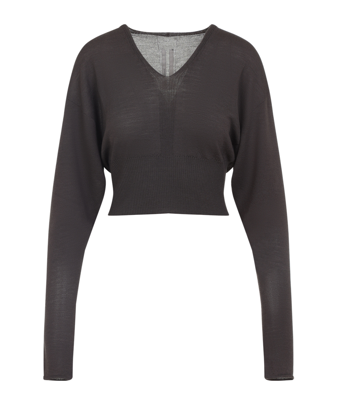Rick Owens Cropped Virgin Wool Pullover V-neck In Black