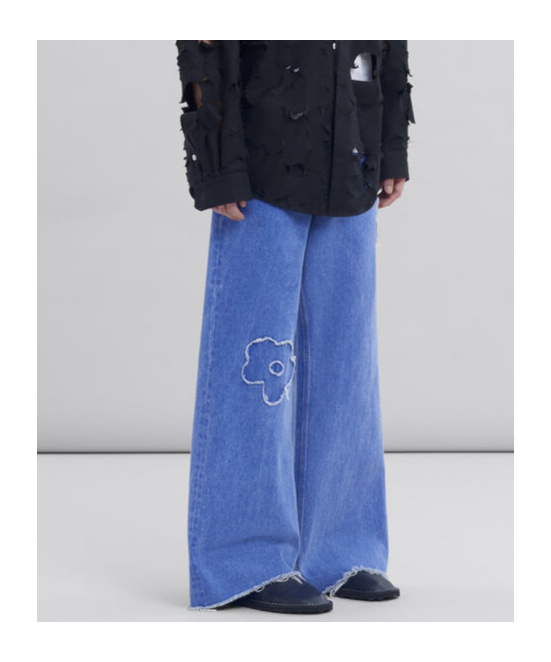 Shop Marni Mid Rise Blue Jeans With Patch Detail