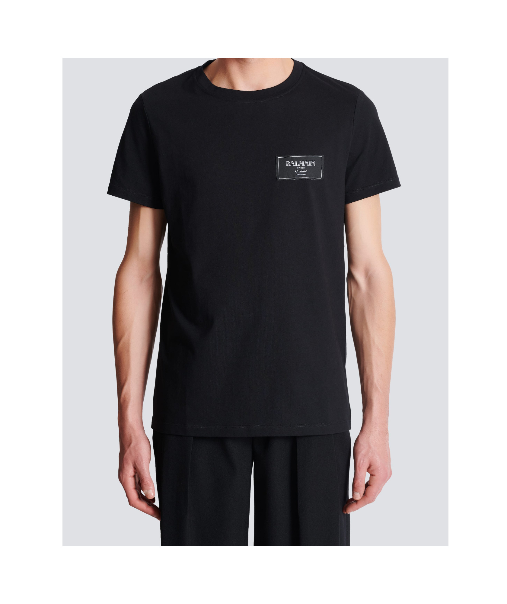 BALMAIN BALMAIN LOGO PATCH CREWNECK T-SHIRT
