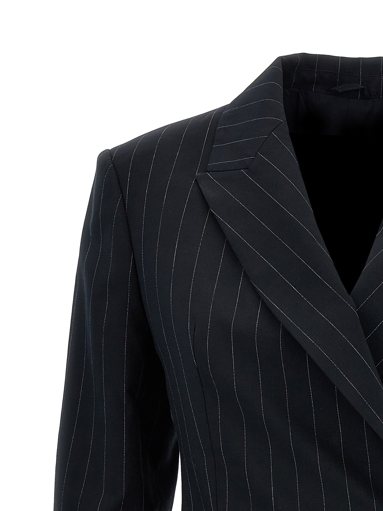Brunello Cucinelli Black Pinstriped Double-breasted Blazer In Black