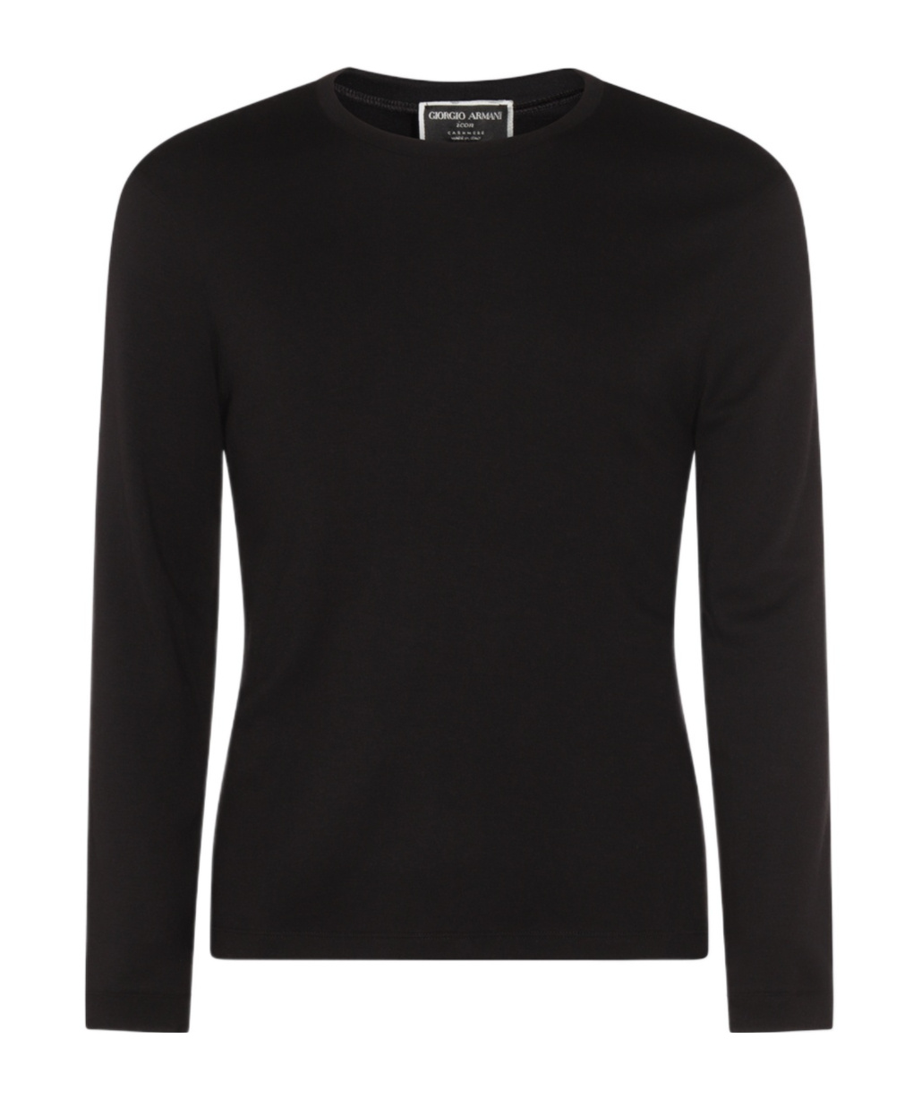 Giorgio Armani Icon Long-sleeve Cashmere Sweater In Black