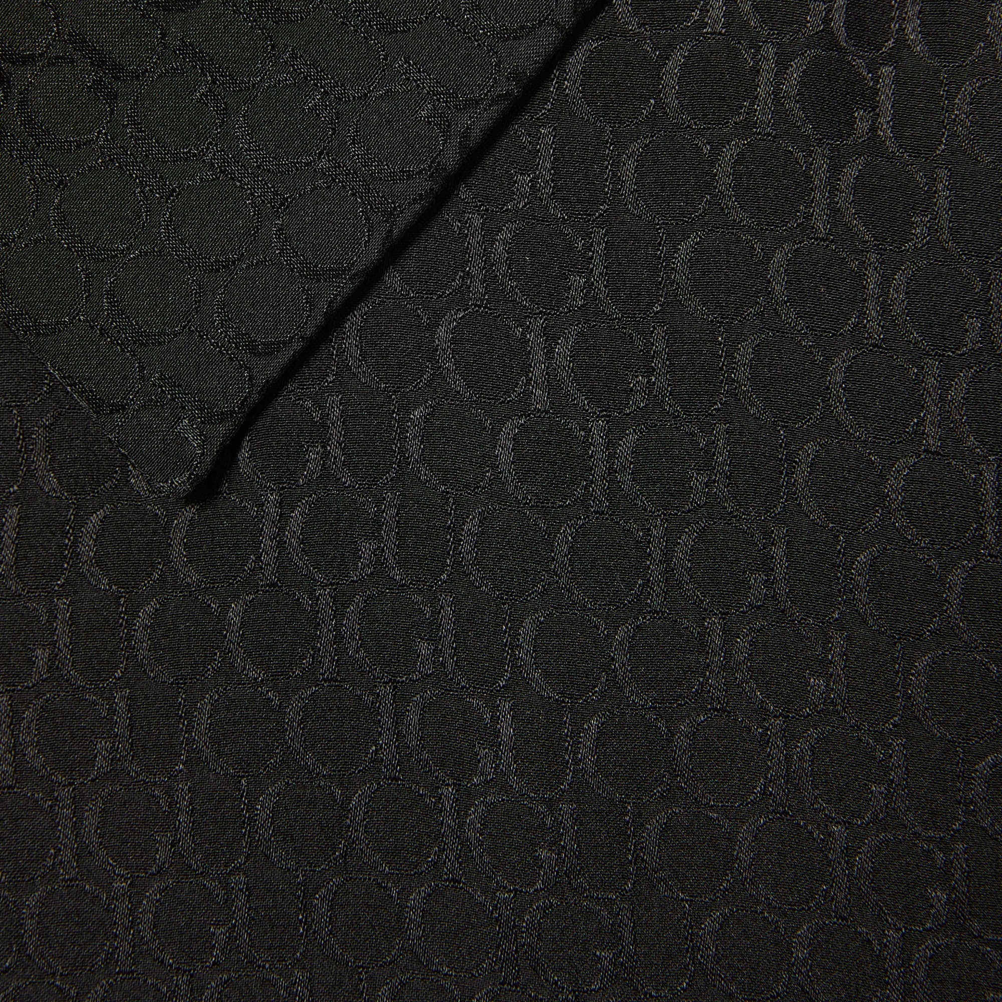 Gucci Logo-jacquard Silk Shirt In Black
