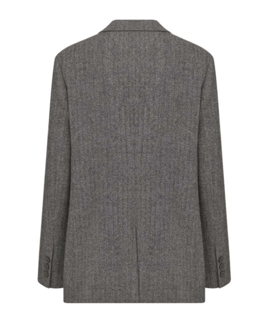 Dior Lapel Long-sleeved Wool Suit Coat In Gray