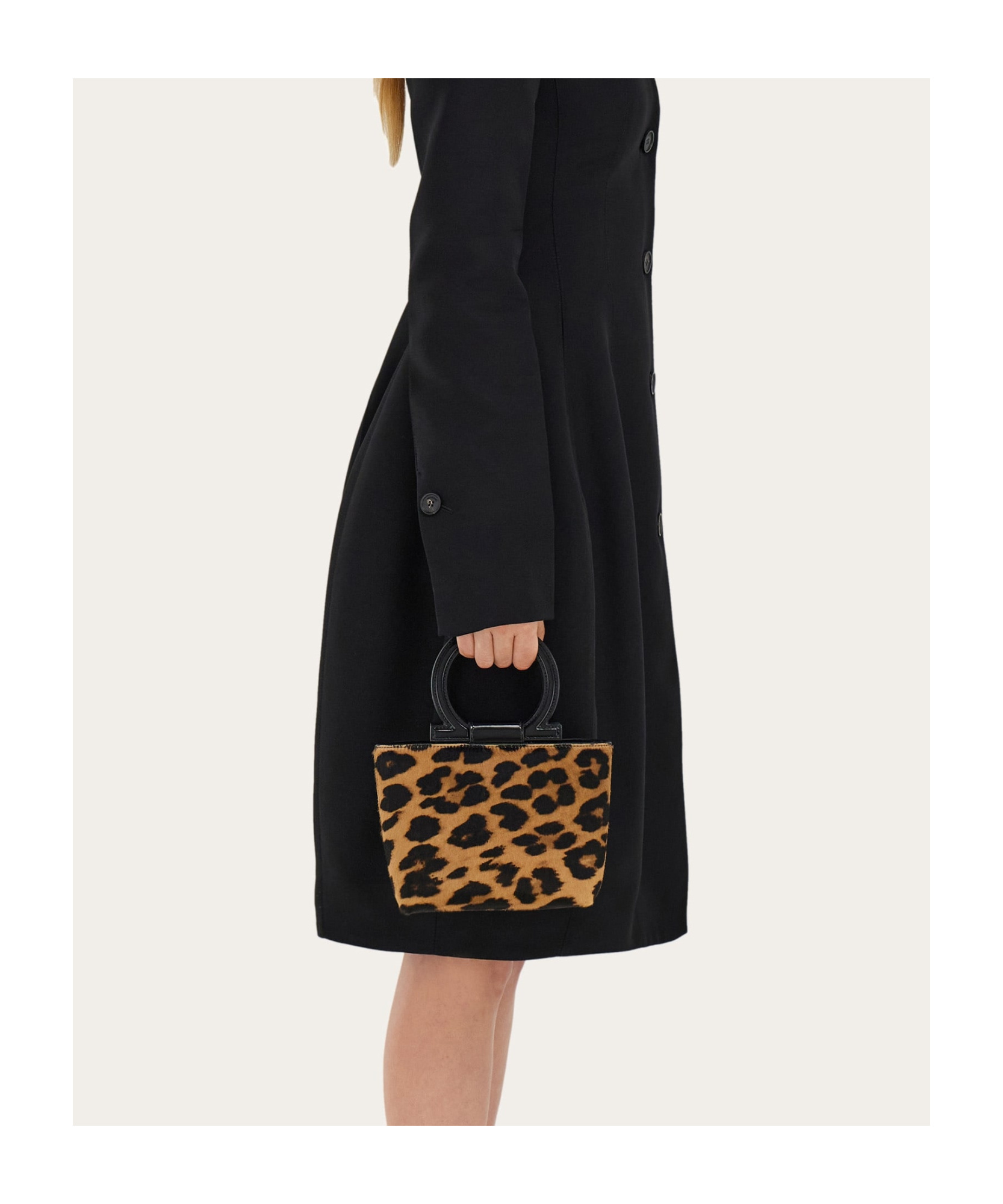 Ferragamo Macro Gancini Mini Bag In Black