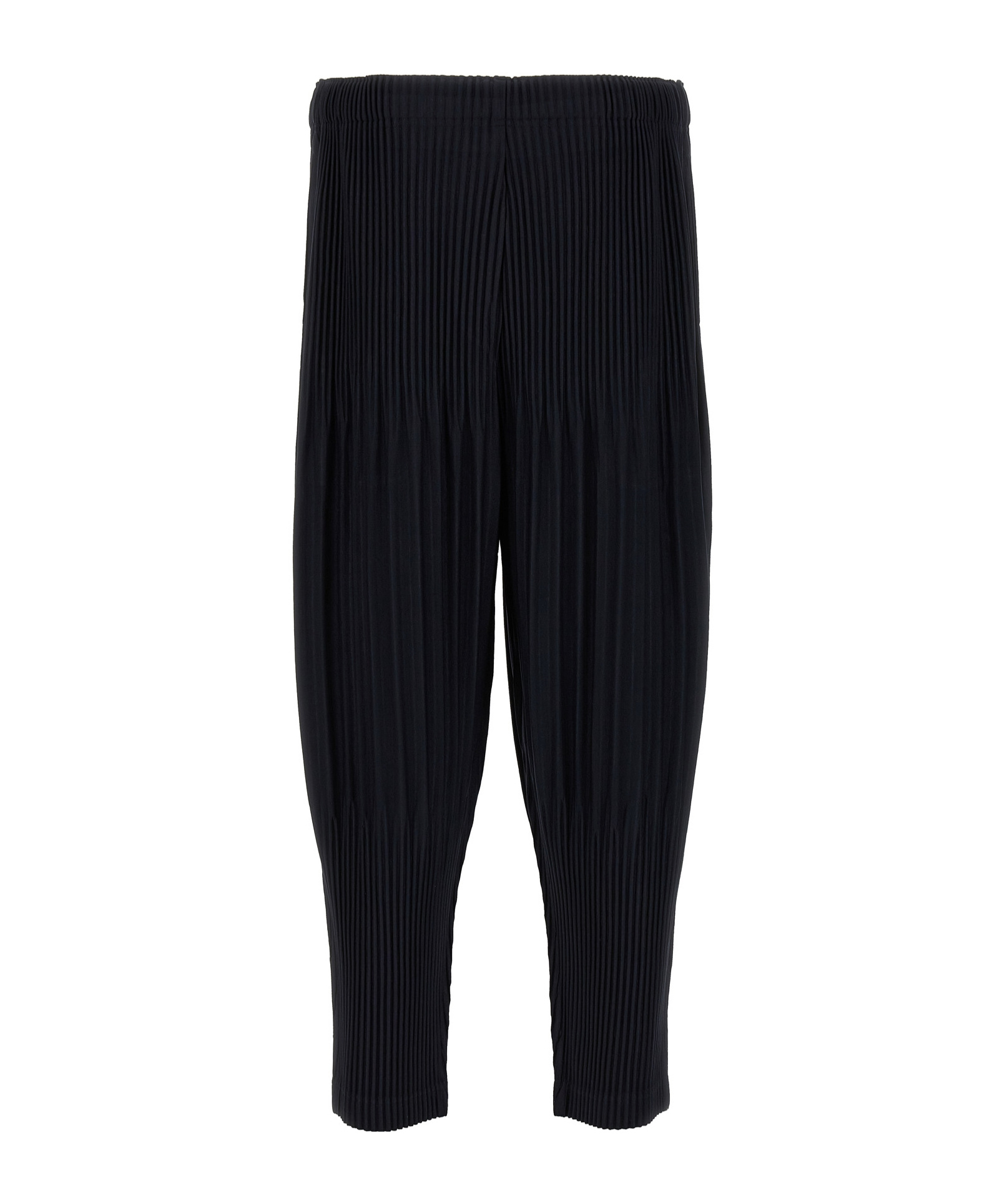 Issey Miyake Modern Silhouette Cropped Pleated Trousers In Black
