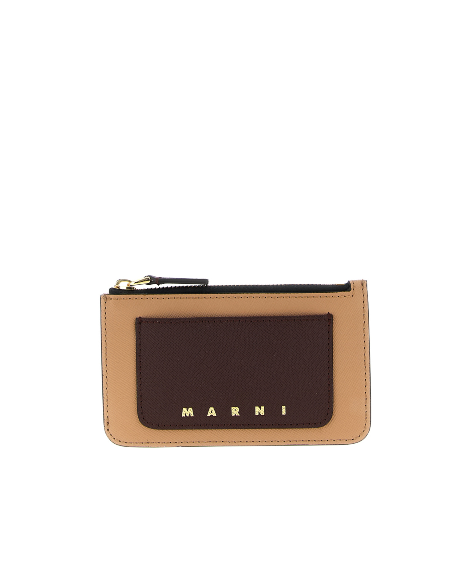 Marni Saffiano Zip Cardholder In Brown