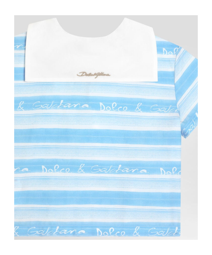 Dolce & Gabbana Striped-print Poplin Shirt In Blue