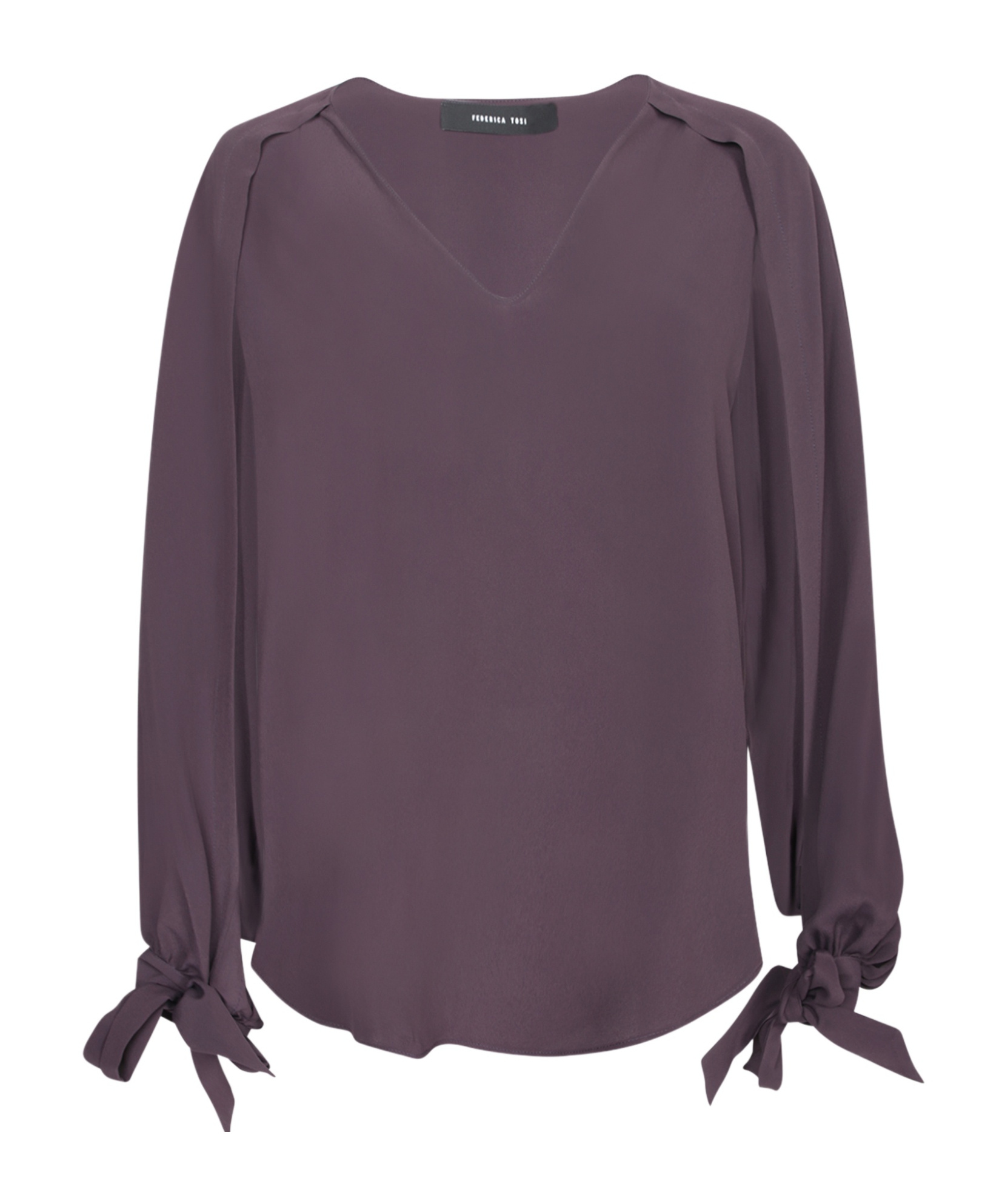 Federica Tosi Ballon-sleeve Cut-out Blouse In Purple