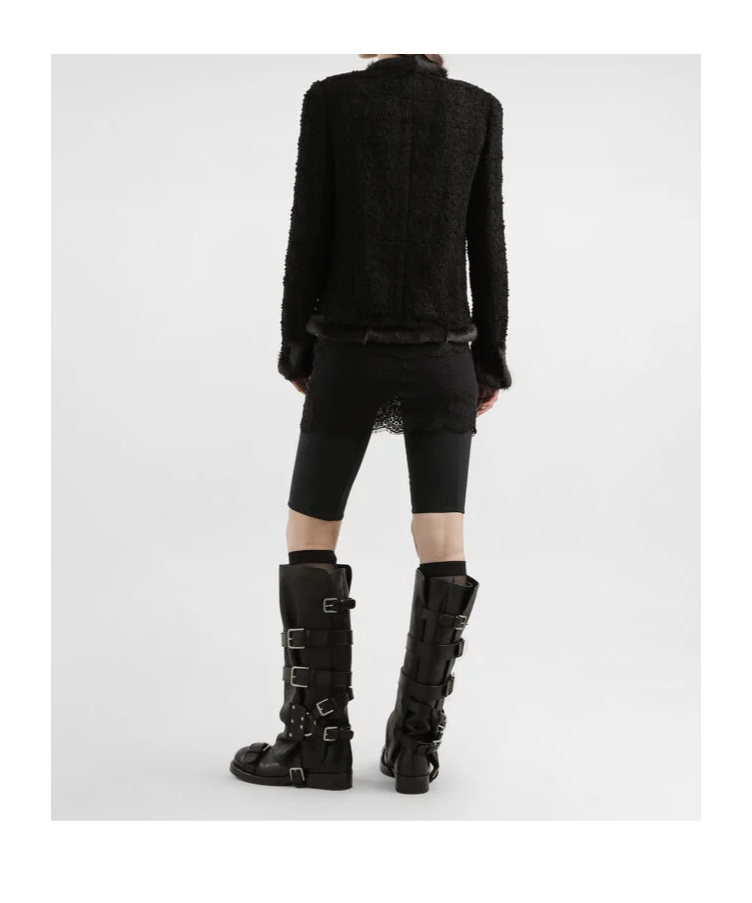 Dolce & Gabbana Fur-trimmed Tweed Jacket In Black