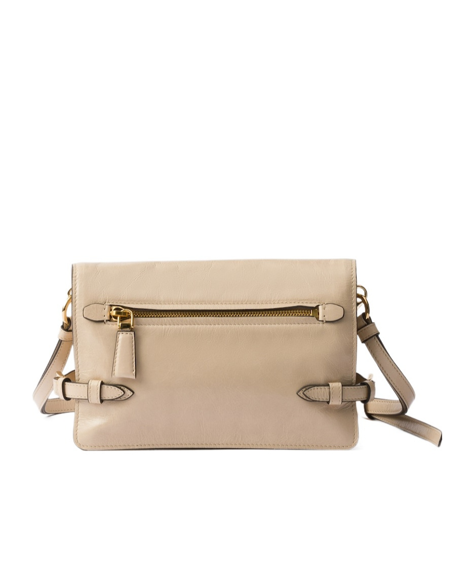 Prada Leather Shoulder Bag In Travertine
