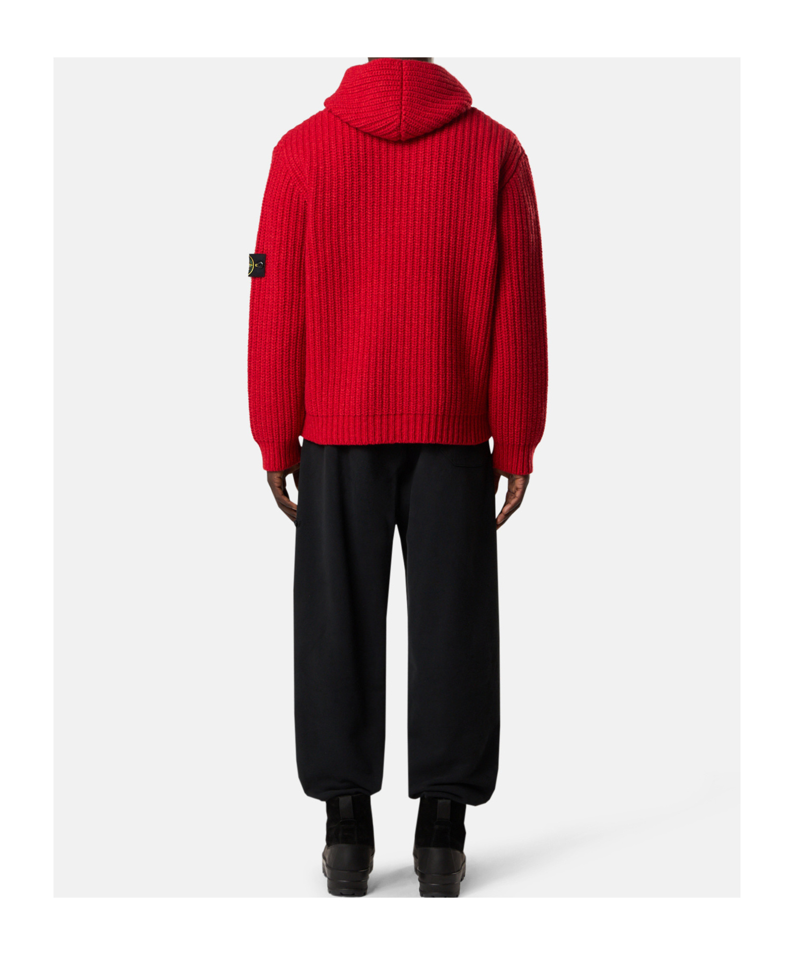 Stone Island Hooded Zip-up Jumper With Pockets And Fisherman's Rib In Red