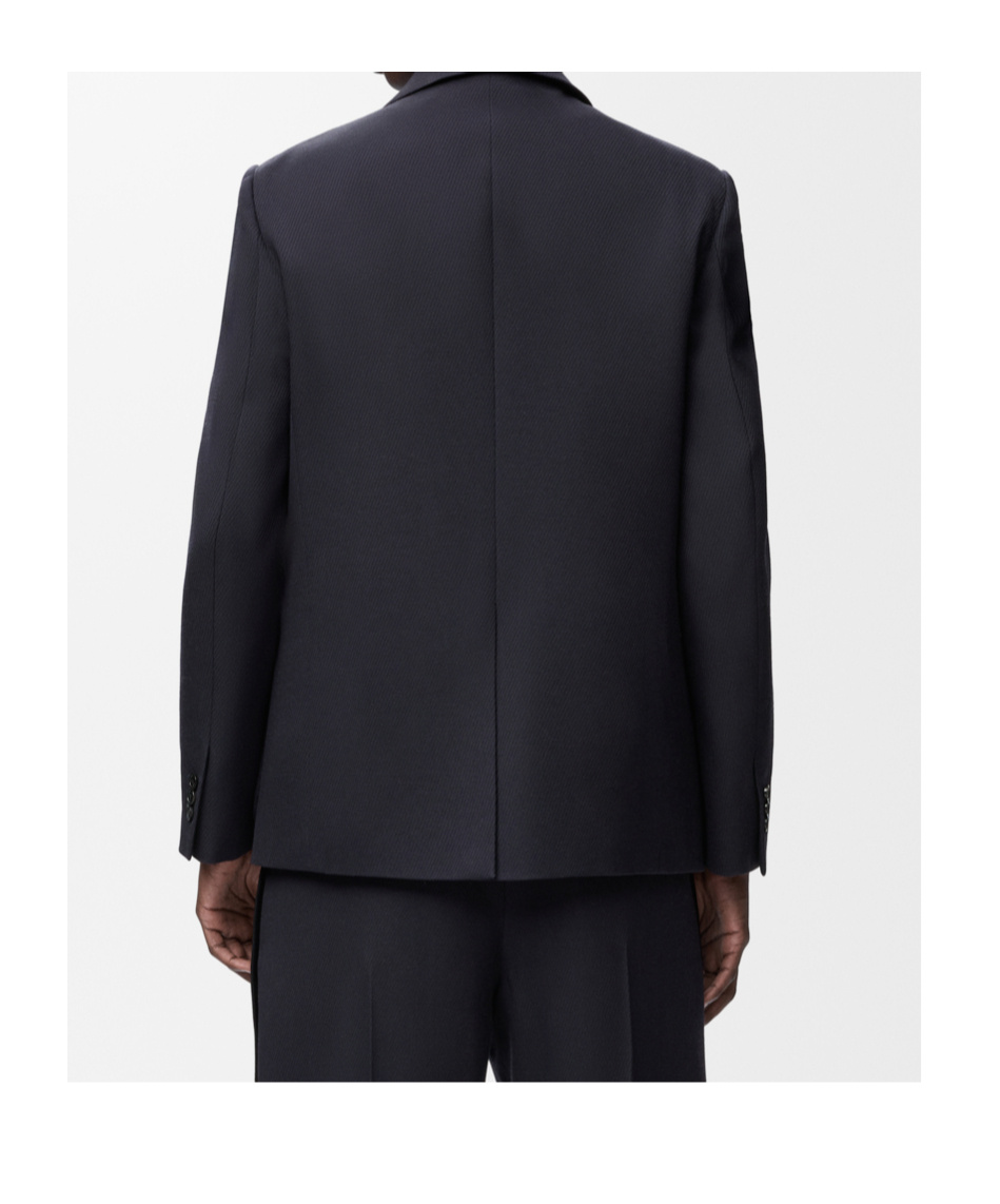 Loewe Anagram Embroidered Single-breasted Jacket In Blue
