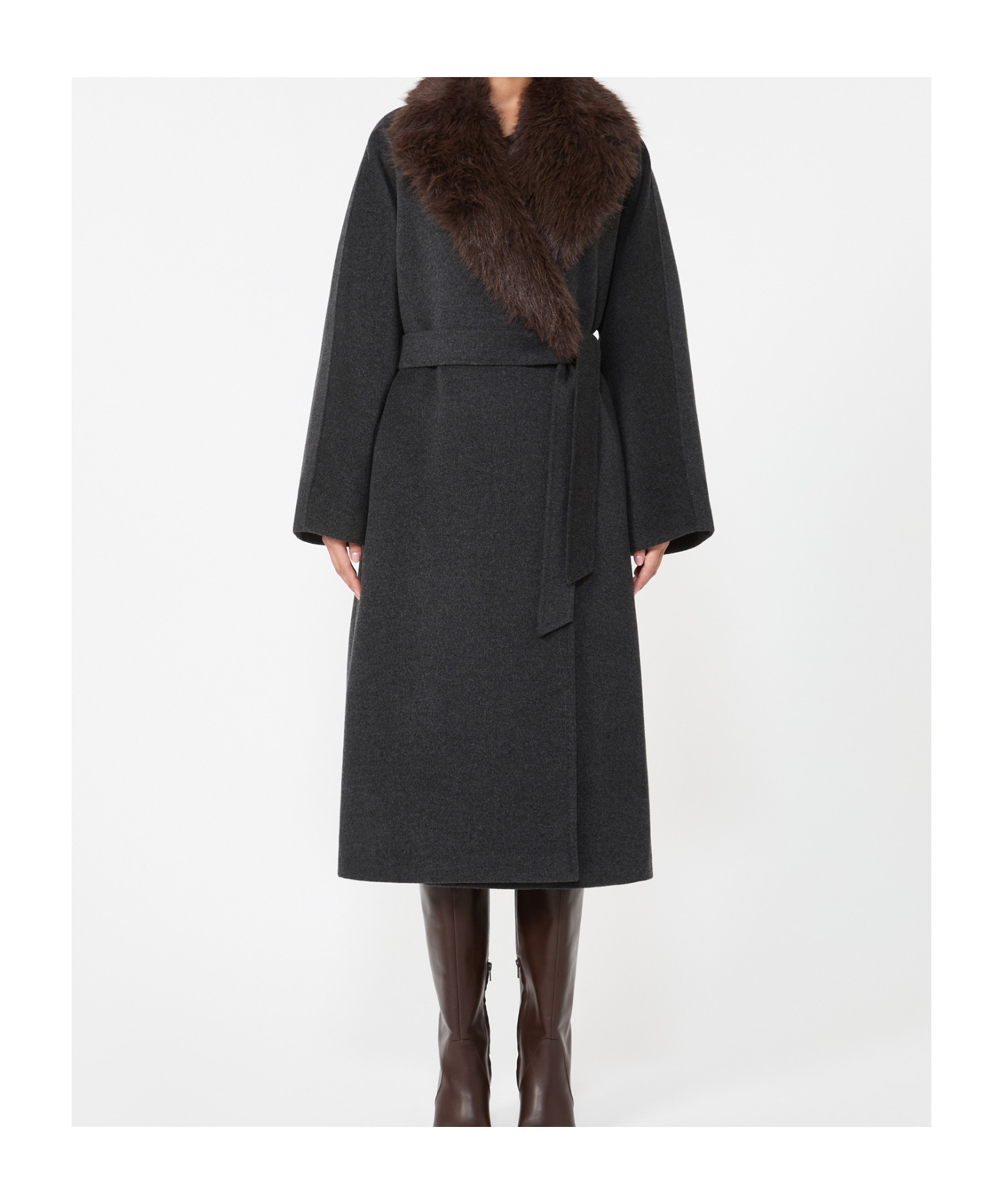 Weekend Max Mara Wool Wrap Coat In Black