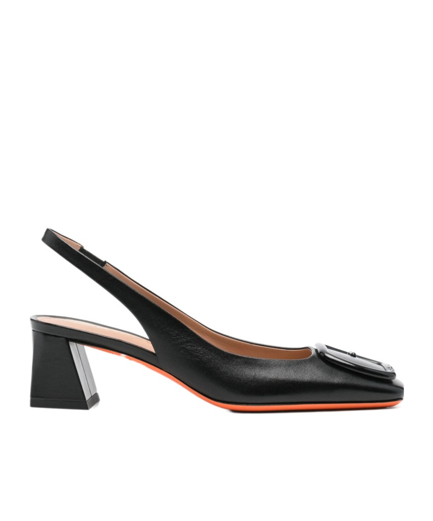 Santoni Slingback High Heel Sandals In Black