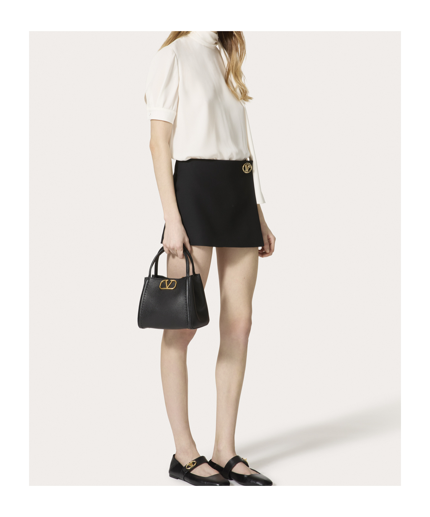 Valentino Embellished Wrap-effect Wool And Silk-blend Mini Skirt In Black