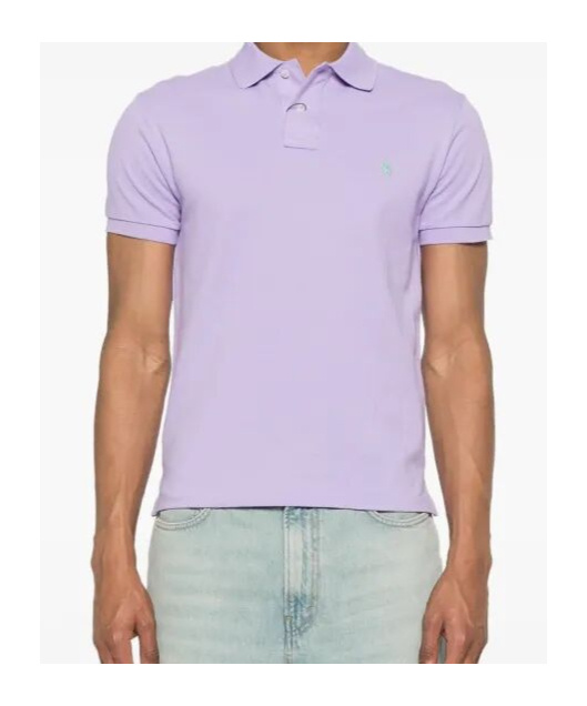 Polo Ralph Lauren Man Polo Shirt Lilac Size Xxl Cotton In Purple