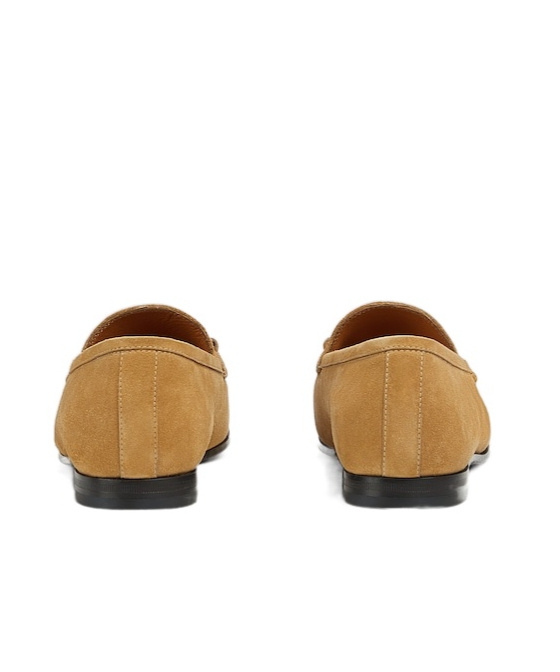Gucci Jordaan Horsebit Suede Loafers In Nude