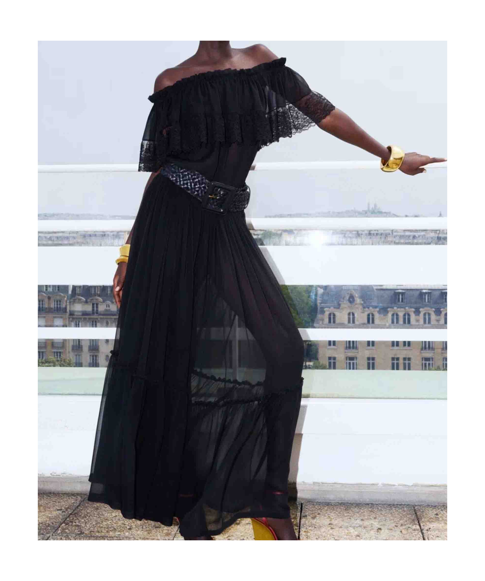 Saint Laurent Ruffled Skirt In Black