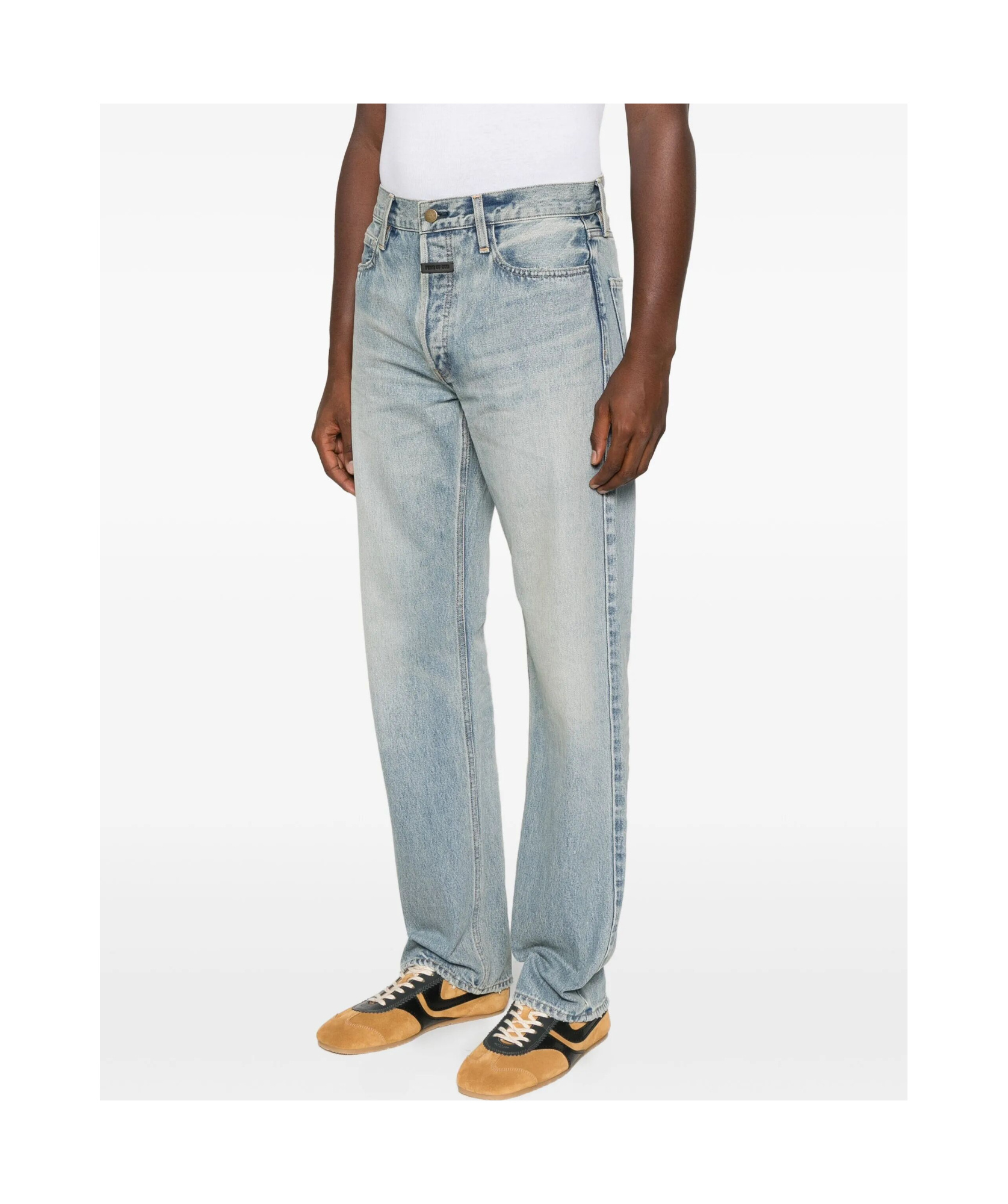 Fear Of God Straight Leg Denim Trousers With Belt Loops In Blue
