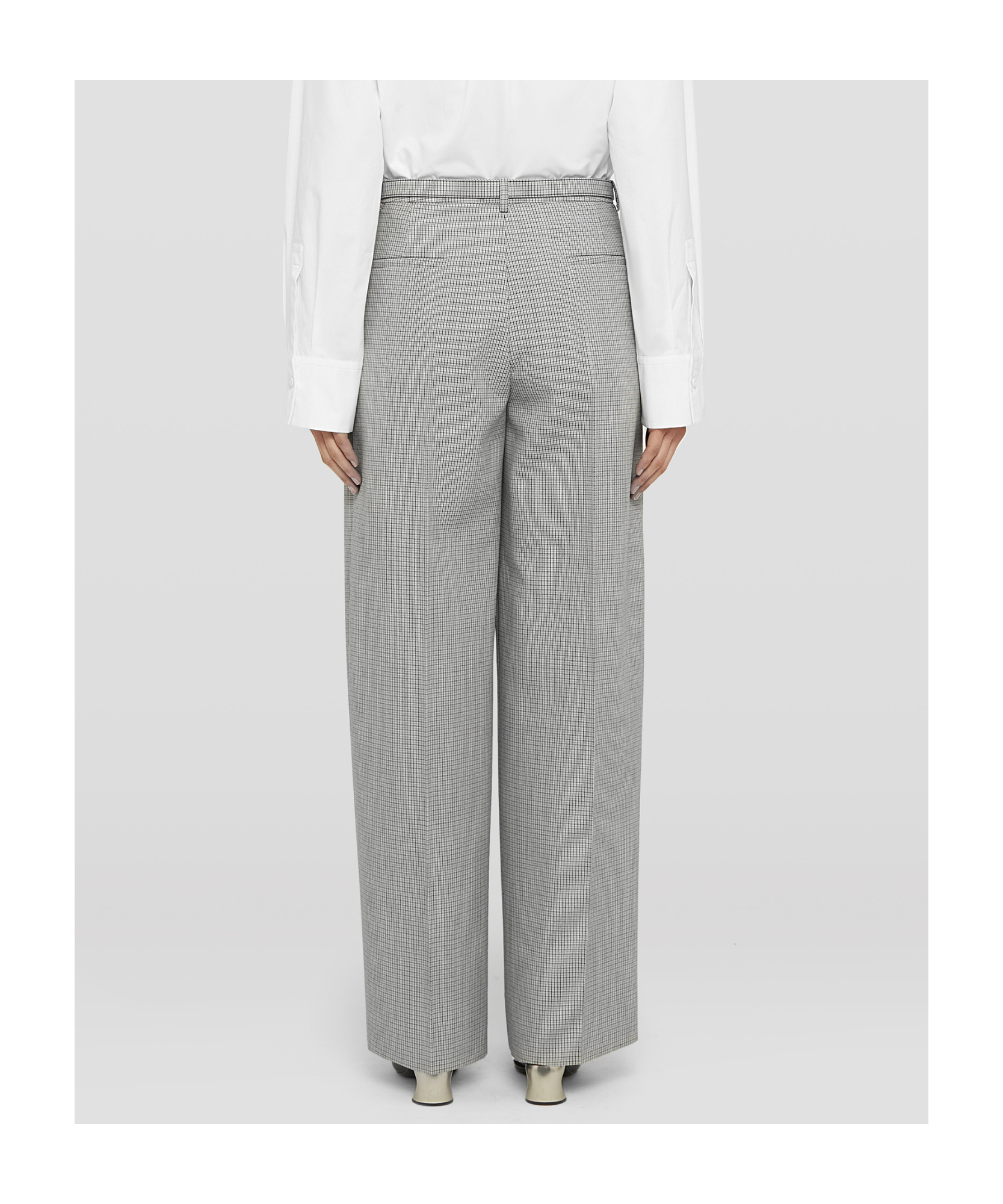 Jil Sander Tailored Check Trousers With Belt Clothing In Gray