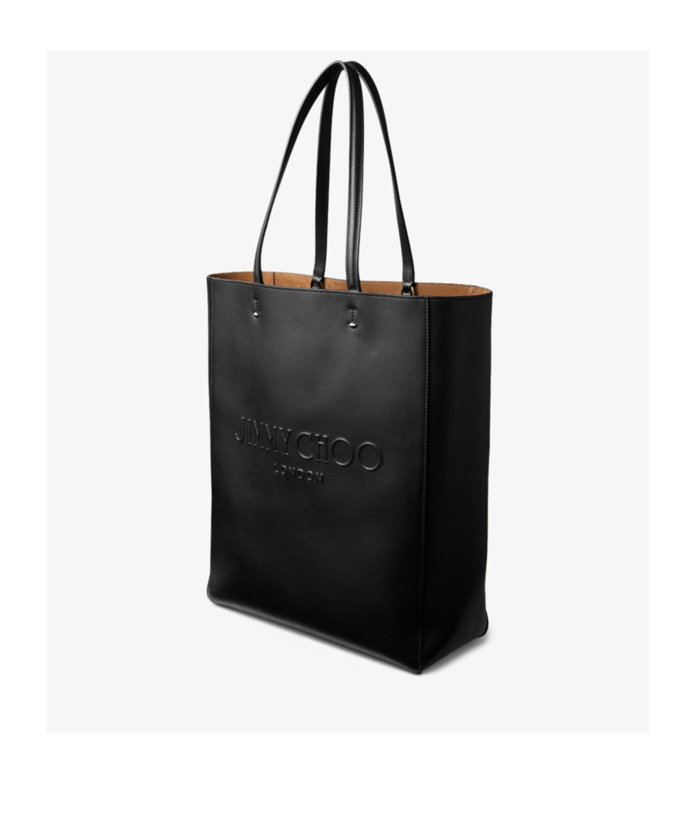 Jimmy Choo Debossed-logo Leather Tote Bag In Black